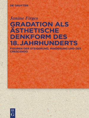cover image of Gradation als ästhetische Denkform des 18. Jahrhunderts